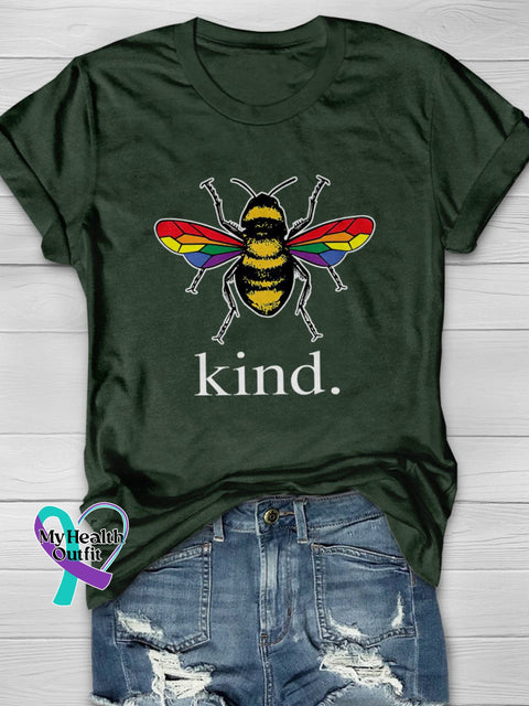 LGBT Be Kind Casual Print T-shirt Dark Green / S