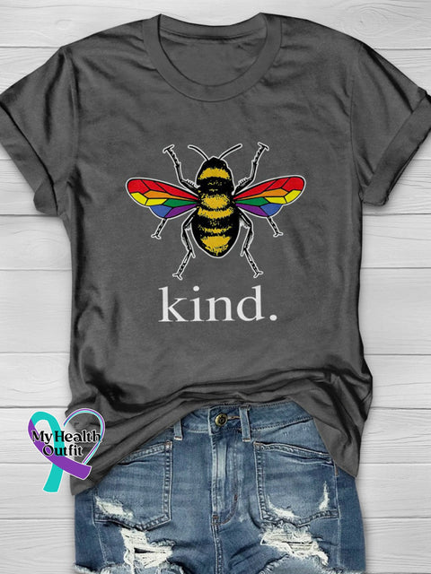 LGBT Be Kind Casual Print T-shirt Grey / S