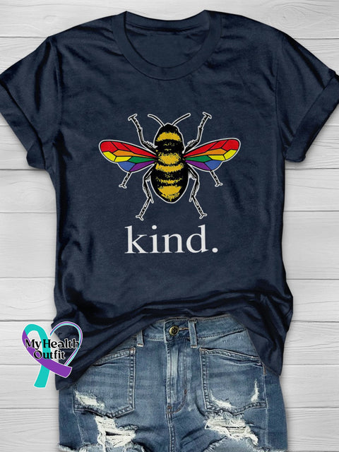 LGBT Be Kind Casual Print T-shirt Navy blue / S