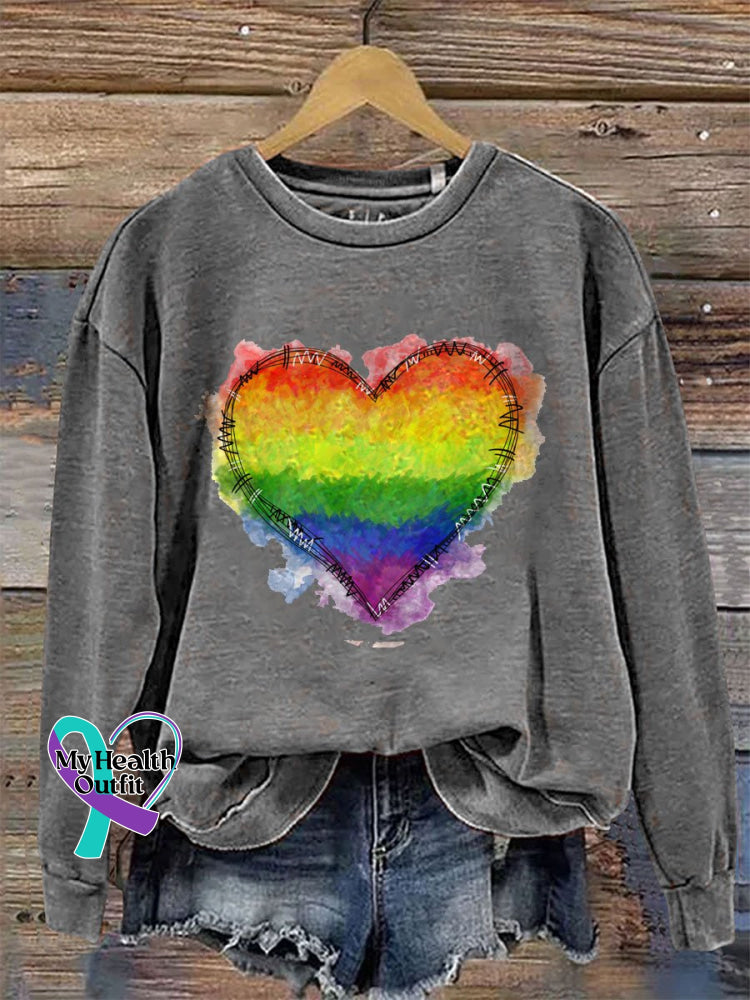 Lgbt Print Casual Sweatshirt Grey / S