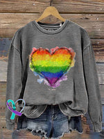 Lgbt Print Casual Sweatshirt Grey / S