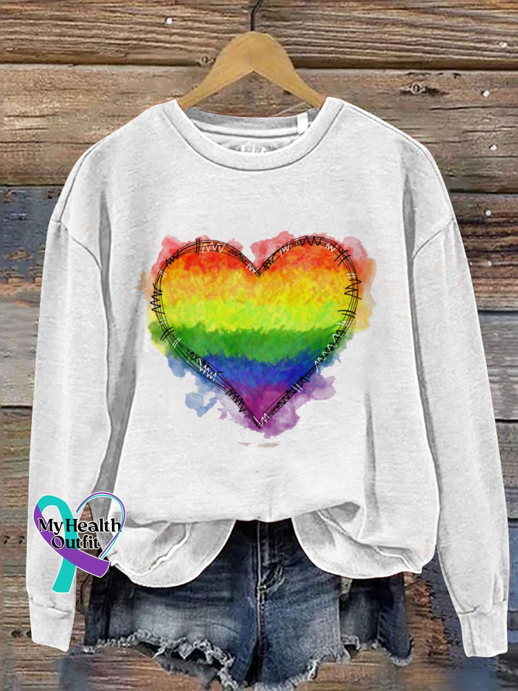 Lgbt Print Casual Sweatshirt White / S
