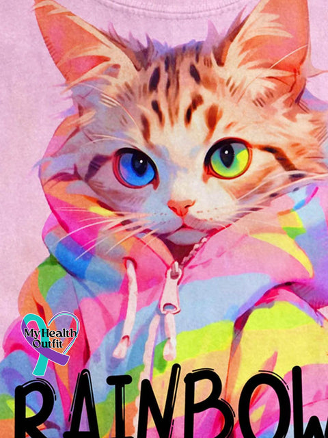 Lgbt Rainbow Cat Animal Art Design T-Shirt