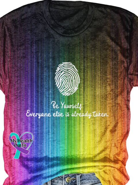 Lgbt Rainbow Gradient Be Yourself Everyone Else Is Already Taken Design Print T-Shirt