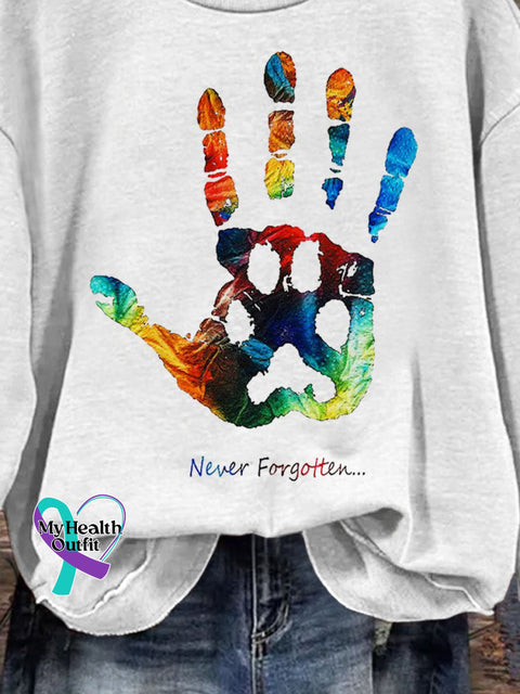 Lgbt Rainbow Human And Animal Handprints Paw Prints Art Design Print Casual Sweatshirt