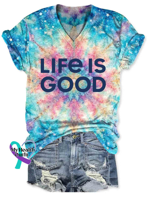Life is Good Art V-neck Casual T-Shirt Multicolor / S