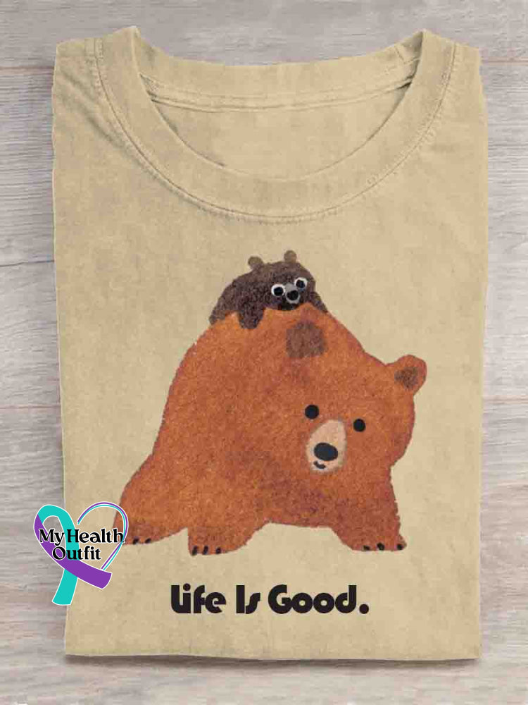 Life Is Good Vintage Art Print T shirt Apricot / S