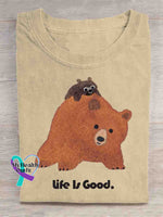 Life Is Good Vintage Art Print T shirt Apricot / S