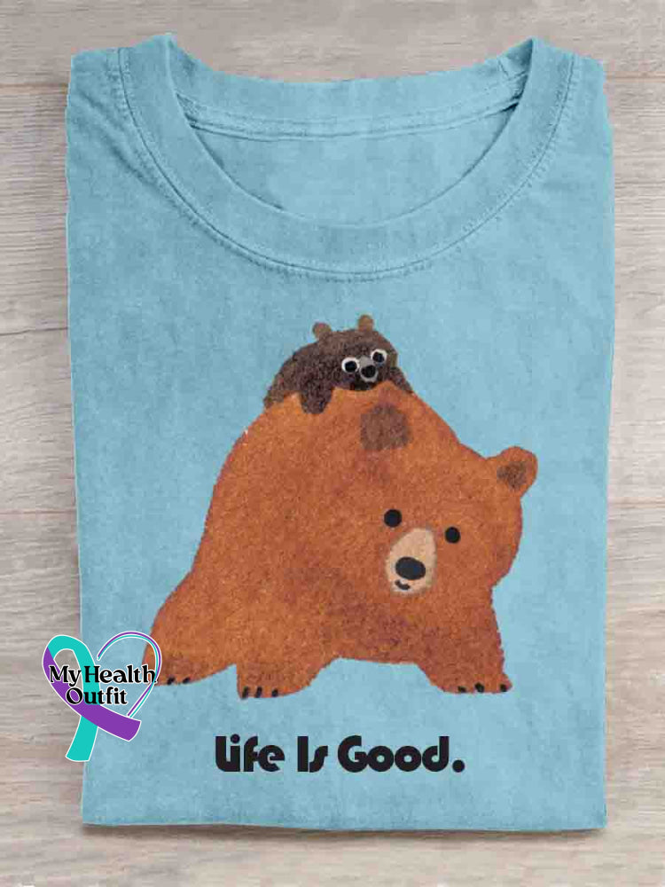 Life Is Good Vintage Art Print T shirt Blue / S