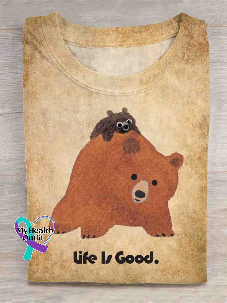 Life Is Good Vintage Art Print T shirt Khaki / S