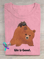 Life Is Good Vintage Art Print T shirt Pink / S