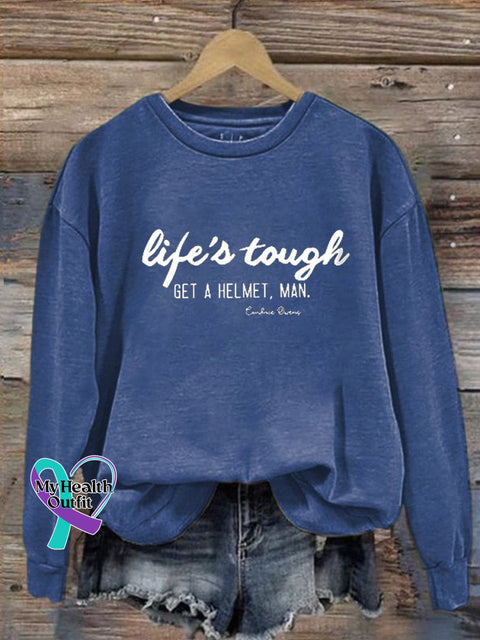Life’s Tough Get A Helmet Man Graphic Casual Sweatshirt Blue / S