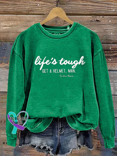 Life’s Tough Get A Helmet Man Graphic Casual Sweatshirt Green / S