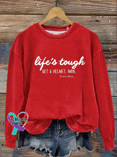 Life’s Tough Get A Helmet Man Graphic Casual Sweatshirt Red / S