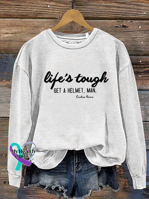 Life’s Tough Get A Helmet Man Graphic Casual Sweatshirt White / S