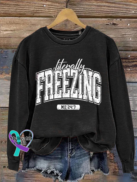 Literally Freezing Art Print Pattern Casual Sweatshirt Black / S