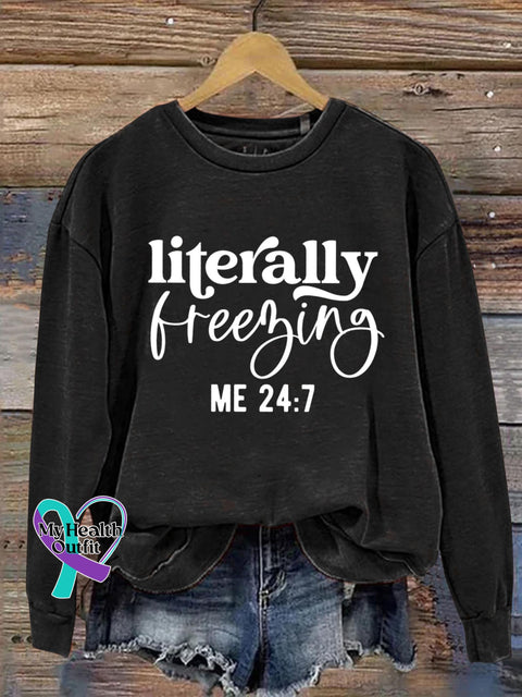 Literally Freezing Art Print Pattern Casual Sweatshirt Black / S