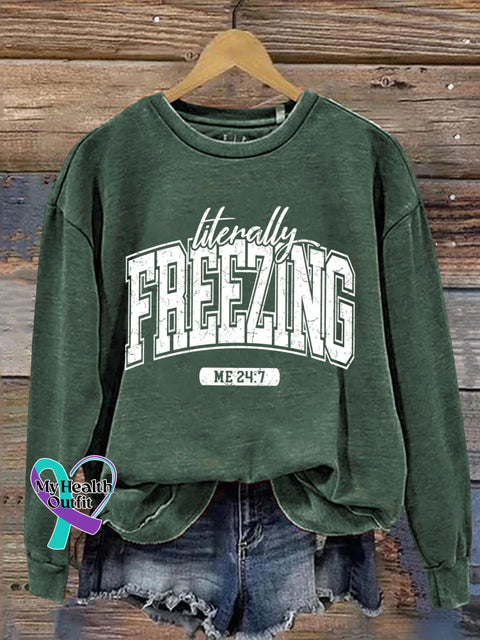 Literally Freezing Art Print Pattern Casual Sweatshirt Green / S