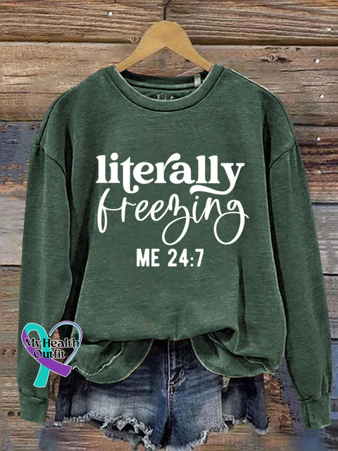 Literally Freezing Art Print Pattern Casual Sweatshirt Green / S