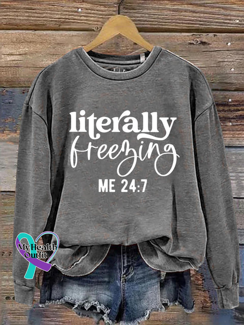 Literally Freezing Art Print Pattern Casual Sweatshirt Grey / S