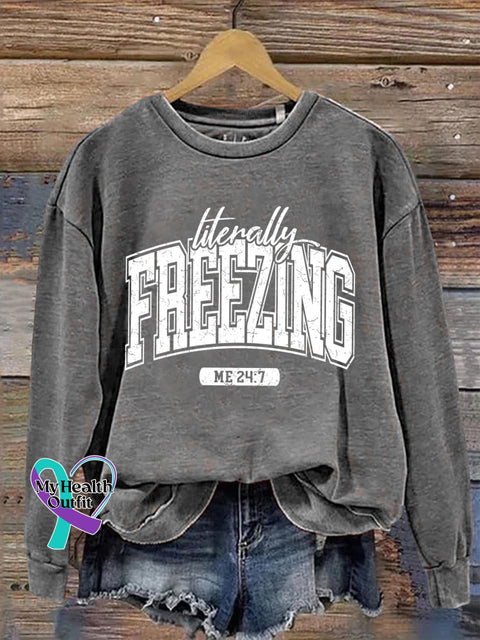 Literally Freezing Art Print Pattern Casual Sweatshirt Grey / S