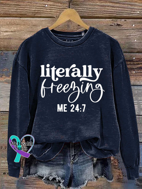 Literally Freezing Art Print Pattern Casual Sweatshirt Navy / S