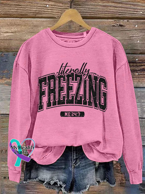 Literally Freezing Art Print Pattern Casual Sweatshirt Pink / S