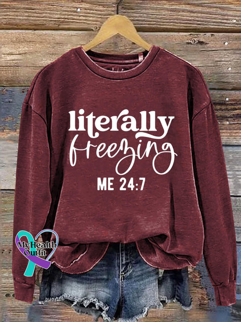 Literally Freezing Art Print Pattern Casual Sweatshirt Red / S