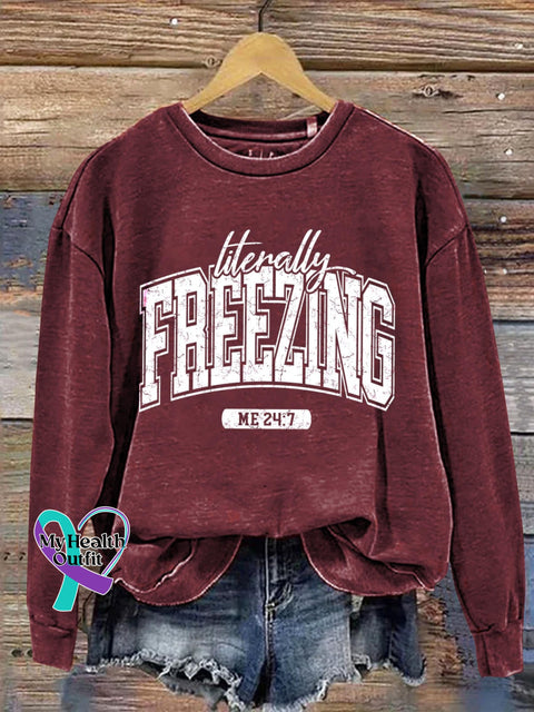 Literally Freezing Art Print Pattern Casual Sweatshirt Red / S