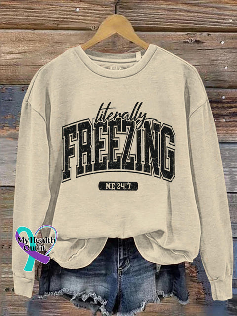 Literally Freezing Art Print Pattern Casual Sweatshirt Sand / S