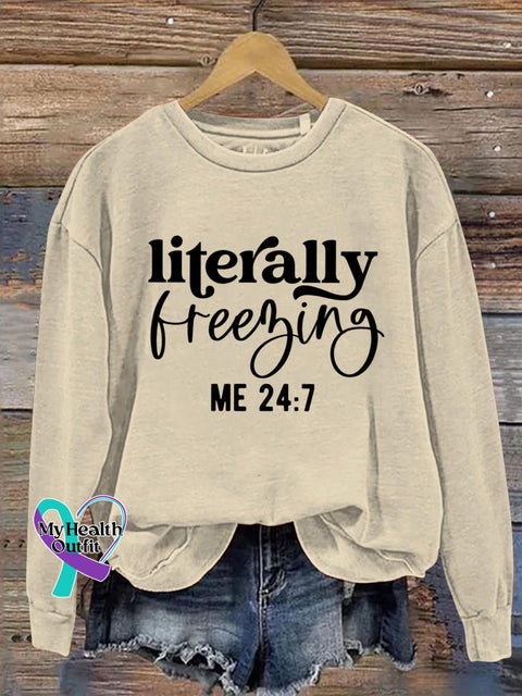 Literally Freezing Art Print Pattern Casual Sweatshirt Sand / S
