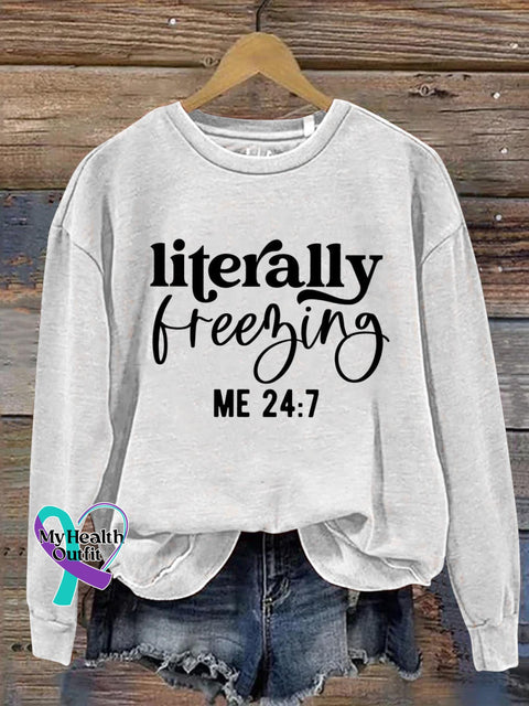 Literally Freezing Art Print Pattern Casual Sweatshirt White / S