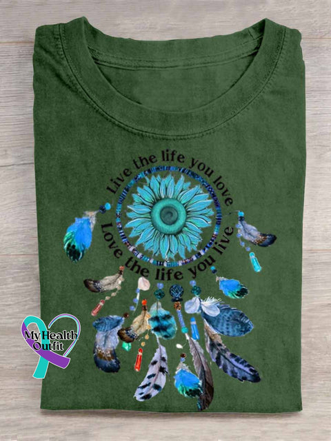 Live The Life You Love Dreamcatcher Art Print T shirt Green / S
