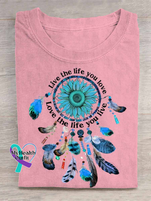 Live The Life You Love Dreamcatcher Art Print T shirt Pink / S