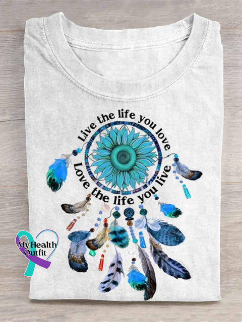 Live The Life You Love Dreamcatcher Art Print T shirt White / S