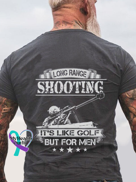 Long Range Shooting It’s Like Golf But For Men Print Casual T-Shirt Grey / S