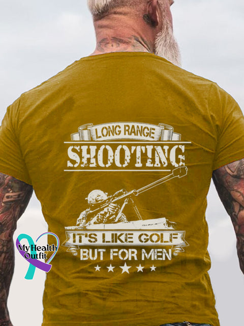 Long Range Shooting It’s Like Golf But For Men Print Casual T-Shirt Yellow / S