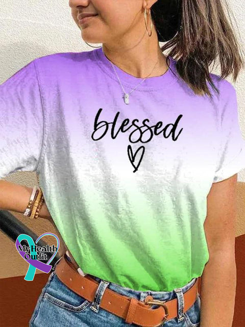Lord Keep Your Arm Around My Shoulder Blessed Art Pattern Print Casual T-Shirt