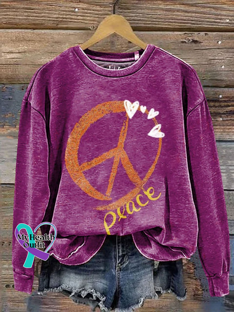 Love And Peace Art Print Casual Sweatshirt Multicolor / S