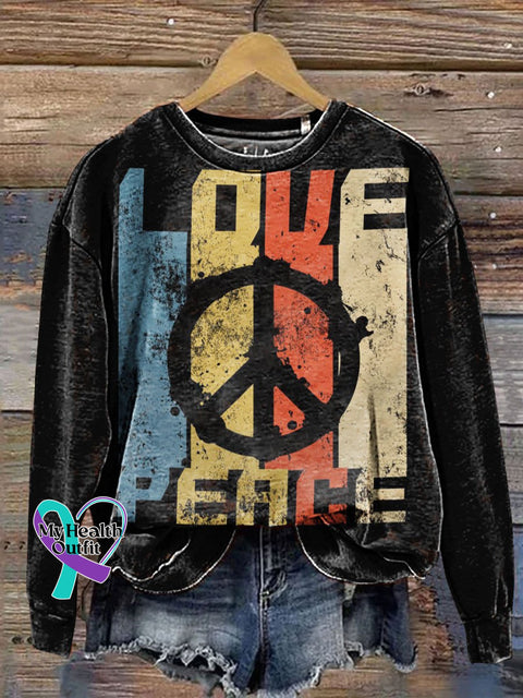 Love And Peace Art Print Casual Sweatshirt Multicolor / S