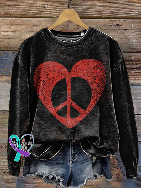 Love And Peace Art Print Casual Sweatshirt Multicolor / S