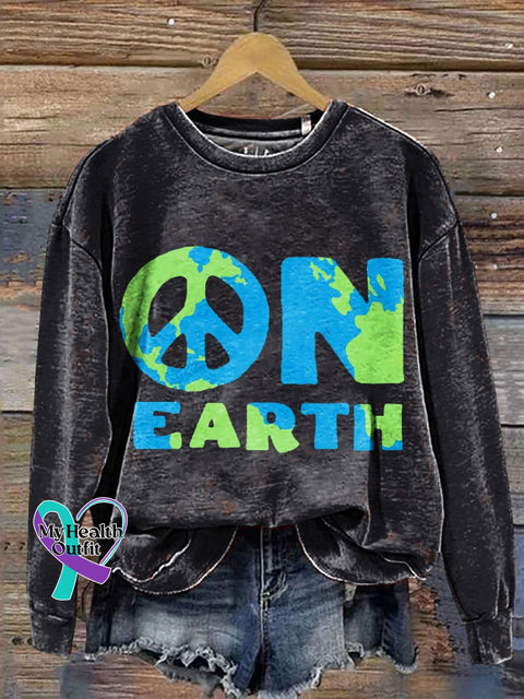 Love And Peace Art Print Casual Sweatshirt Multicolor / S
