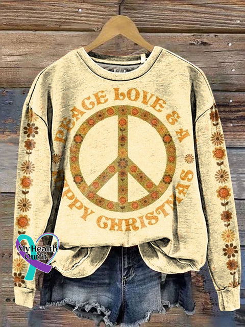 Love And Peace Art Print Casual Sweatshirt Multicolor / S