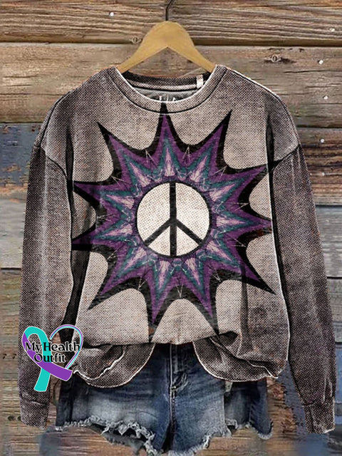 Love And Peace Art Print Casual Sweatshirt Multicolor / S