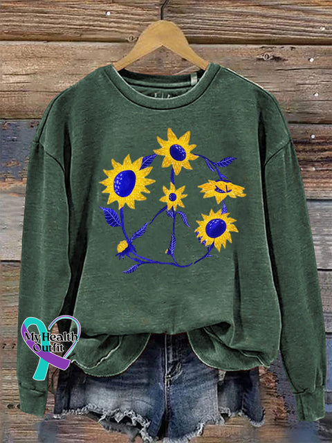 Love and Peace Crew Neck Long Sleeve Casual Sweatshirt Green / S