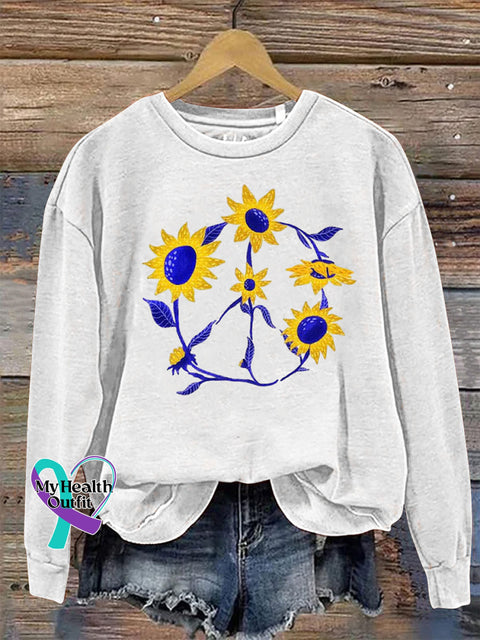 Love and Peace Crew Neck Long Sleeve Casual Sweatshirt White / S