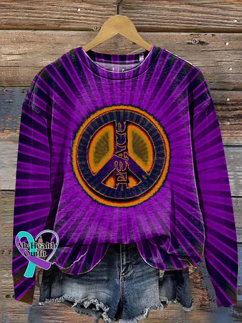 Love And Peace Printed Casual Sweatshirt Multicolor / S