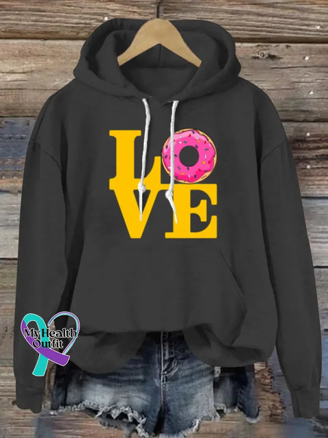 Love Art Print Casual Hoodie Sweatshirt Black / S