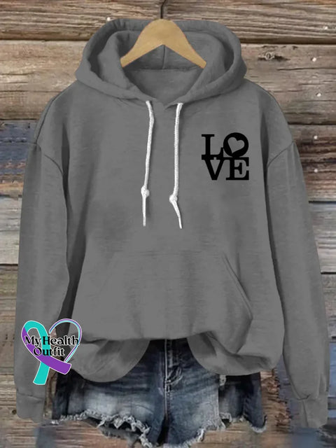Love Art Print Casual Hoodie Sweatshirt Grey / S