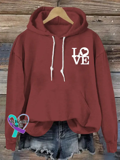 Love Art Print Casual Hoodie Sweatshirt Red / S